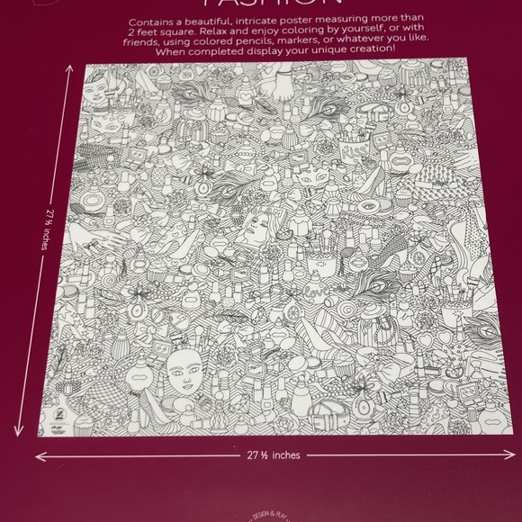 Fashion: Giant Coloring Poster by Lark Crafts 27.5 in.x 27.5 in. New Sealed - Picture 6 of 6